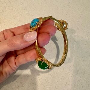 Gold-Tone Bracelet with Turquoise and Emerald Green Stones